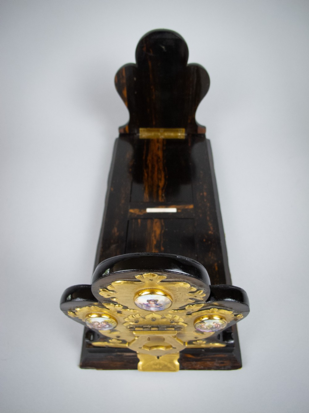 Victorian Betjemann's Patent Coromandel & Porcelain Book Slide, c.1860. View III