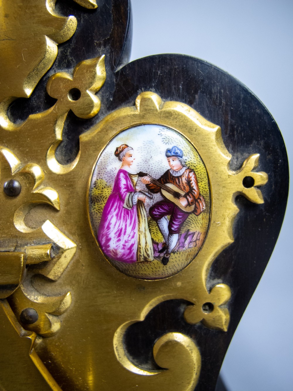 Victorian Betjemann's Patent Coromandel & Porcelain Book Slide, c.1860. View VI