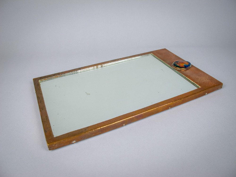 Arts & Crafts Copper & Enamel Cabochon Wall Mirror, c. 1910 View III