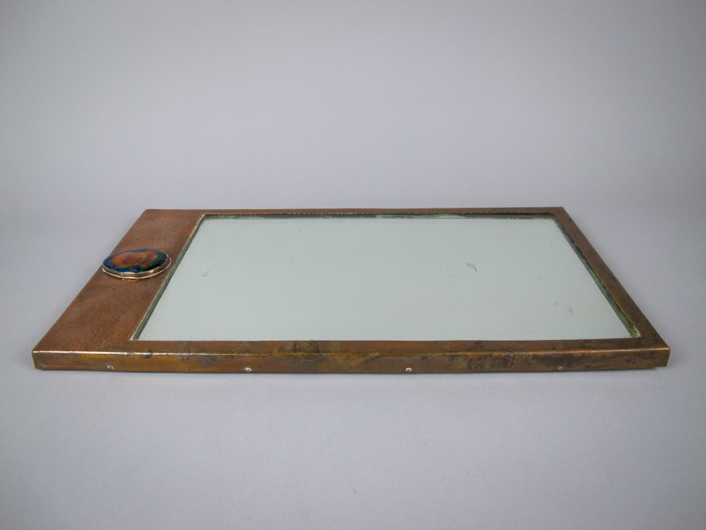 Arts & Crafts Copper & Enamel Cabochon Wall Mirror, c. 1910 View VII