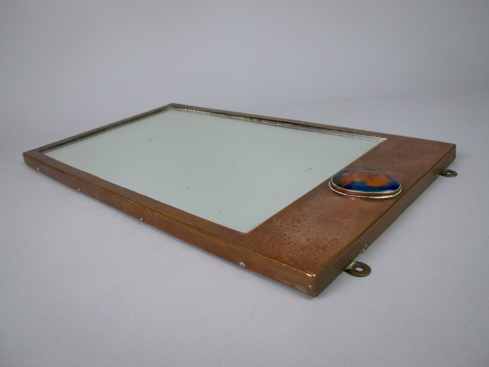 Arts & Crafts Copper & Enamel Cabochon Wall Mirror, c. 1910 View VIII