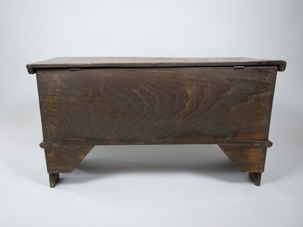 17th Century Style Oak Plank Coffer With Carved Lozenge Design View XI