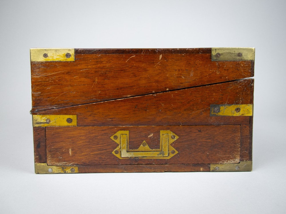 Large Victorian Mahogany & Brass Campaign Writing Slope With Frieze Drawer, c.1840 View VII