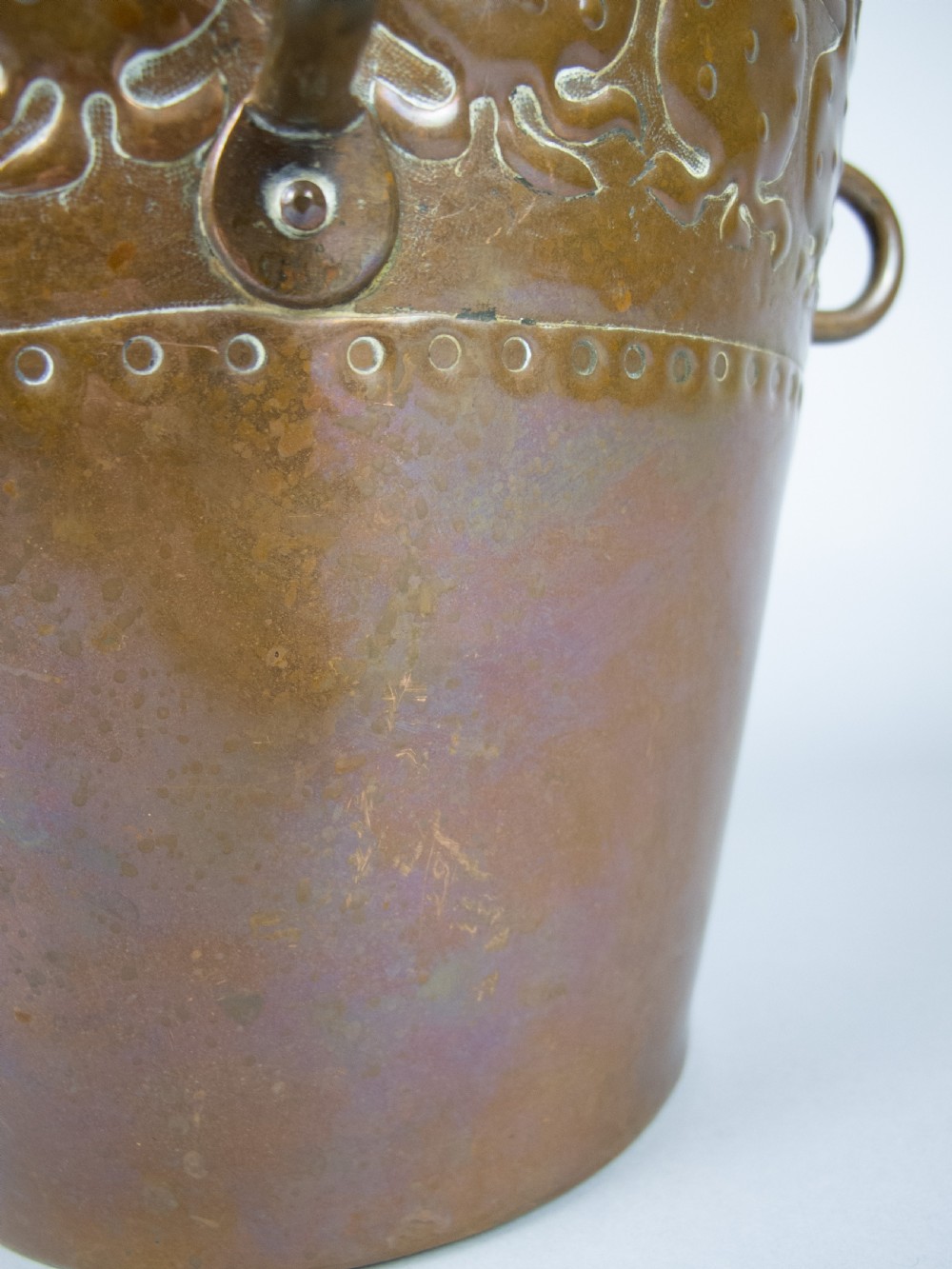 Arts & Crafts Copper Bucket With Loop Handles & Removable Base, c.1900. View II