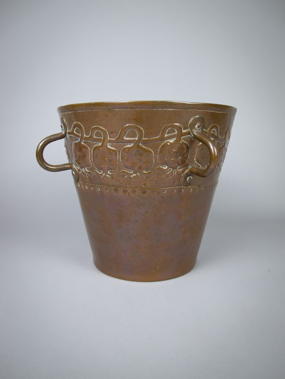 Arts & Crafts Copper Bucket With Loop Handles & Removable Base, c.1900. View VII