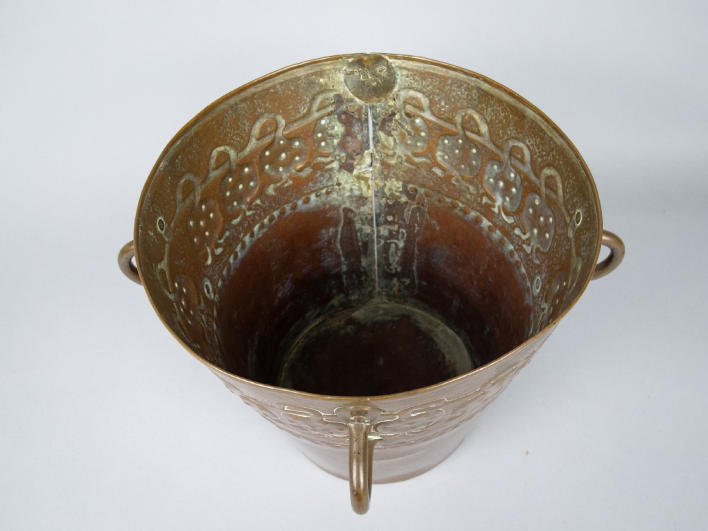Arts & Crafts Copper Bucket With Loop Handles & Removable Base, c.1900. View VIII
