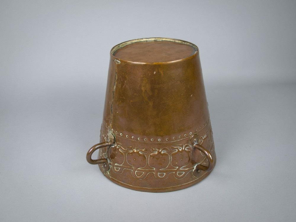 Arts & Crafts Copper Bucket With Loop Handles & Removable Base, c.1900. View XII