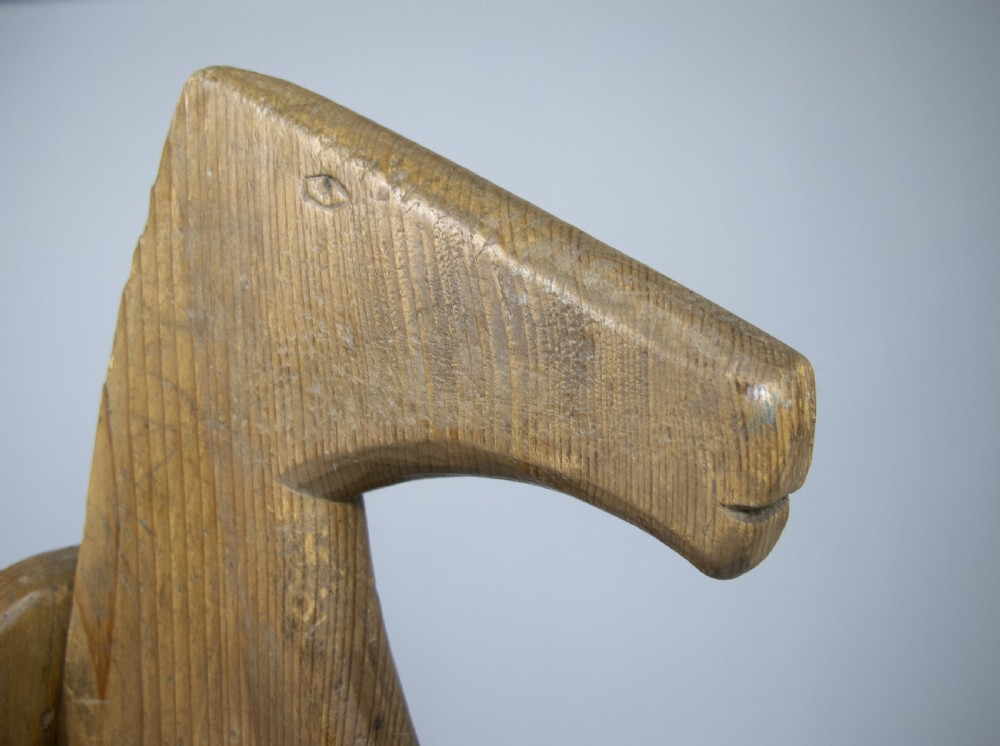 Early Victorian Folk Art Wooden Rocking Horse  View II