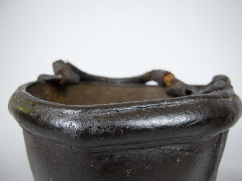 Sculptural George III Black Leather Fire Bucket, c.1790. View VII