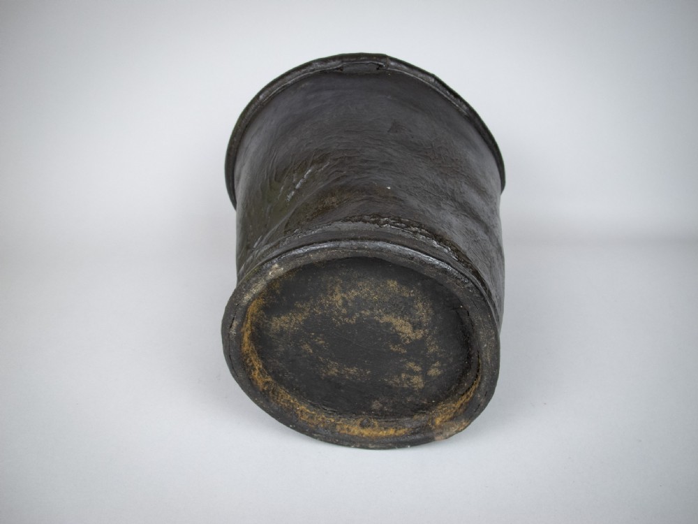 Sculptural George III Black Leather Fire Bucket, c.1790. View X