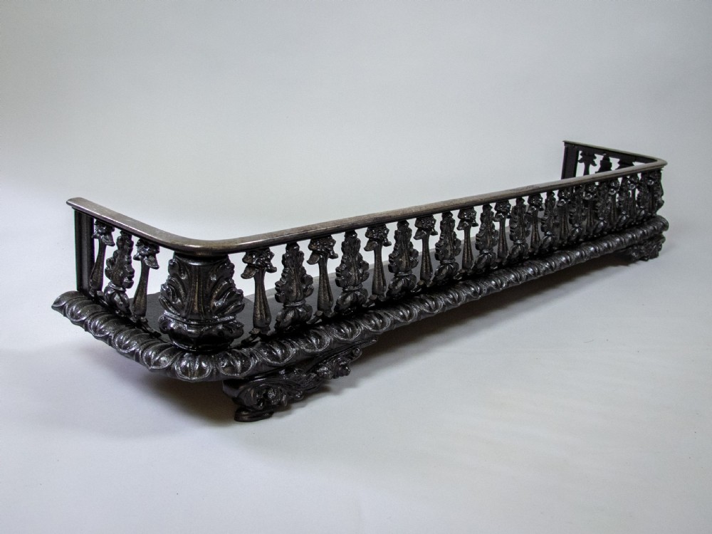 Large Victorian Cast Iron Fire Kerb With Pierced Foliate Design.