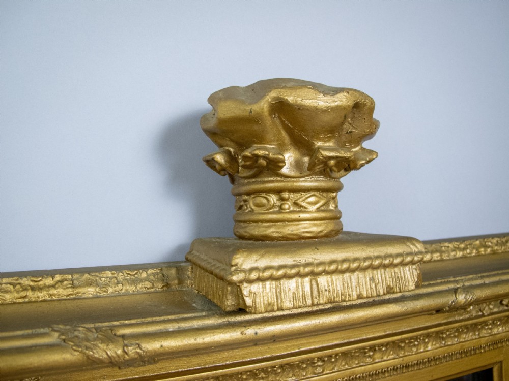 19th Century Royal Portrait Gilt Gesso Crown Frame With Later Bevelled Mirror Plate. View IV