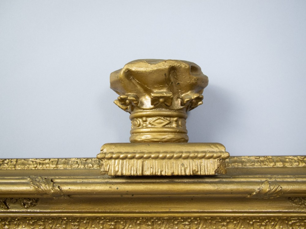19th Century Royal Portrait Gilt Gesso Crown Frame With Later Bevelled Mirror Plate. View V