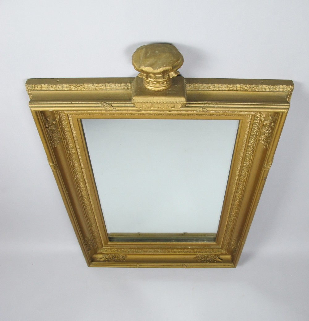 19th Century Royal Portrait Gilt Gesso Crown Frame With Later Bevelled Mirror Plate. View VI