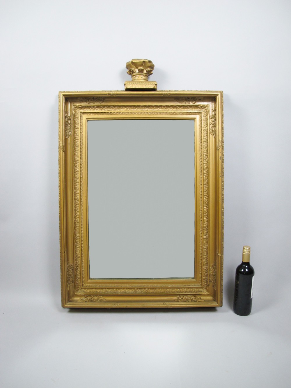19th Century Royal Portrait Gilt Gesso Crown Frame With Later Bevelled Mirror Plate. View IX