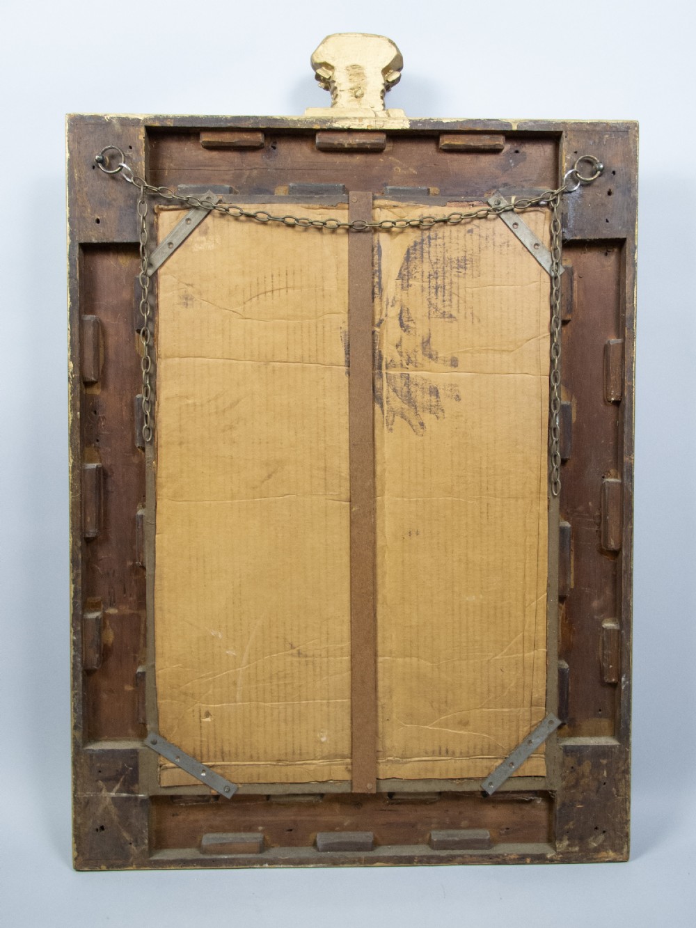 19th Century Royal Portrait Gilt Gesso Crown Frame With Later Bevelled Mirror Plate. View X