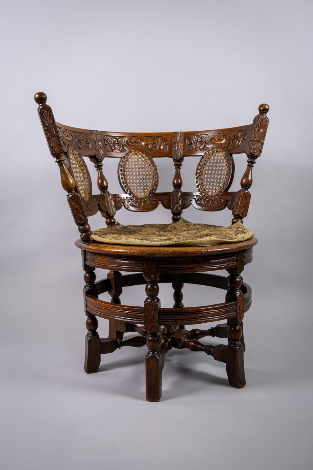 19th Century Dutch Colonial Carved Oak Burgomeister Chair 