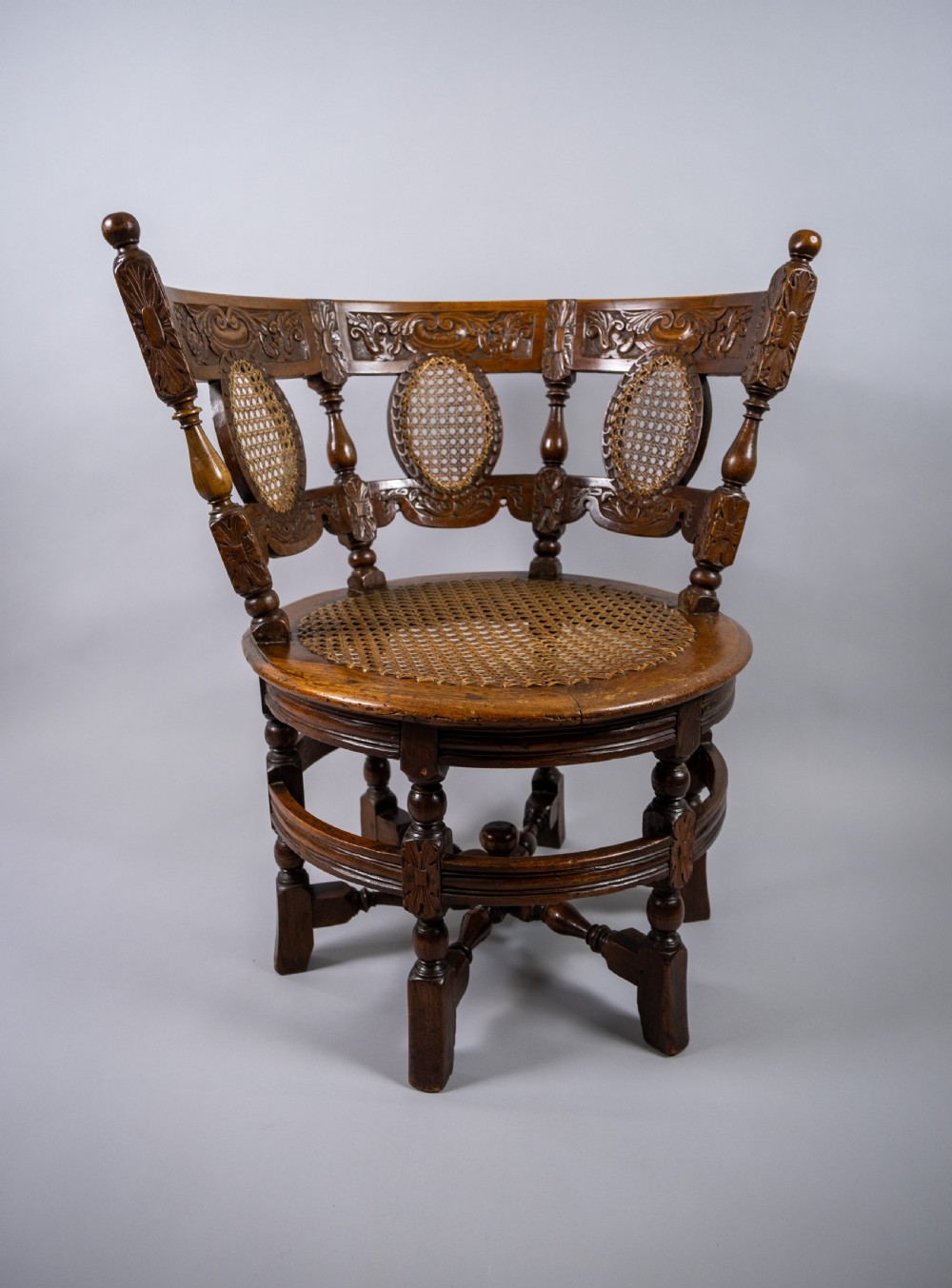 19th Century Dutch Colonial Carved Oak Burgomeister Chair  View III