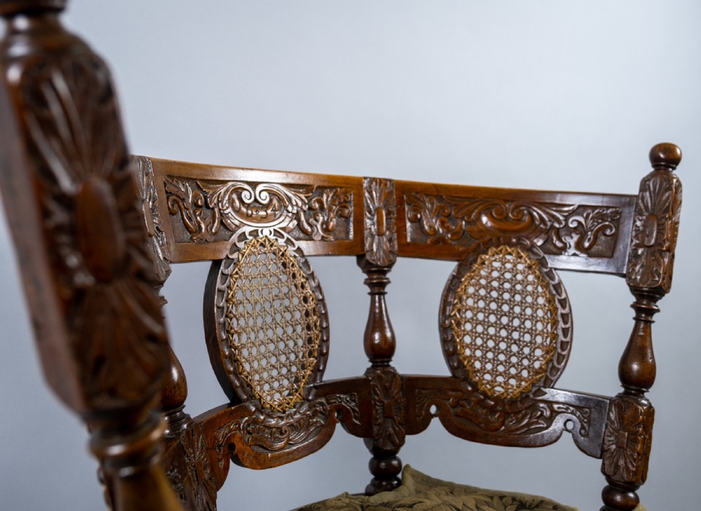19th Century Dutch Colonial Carved Oak Burgomeister Chair  View V