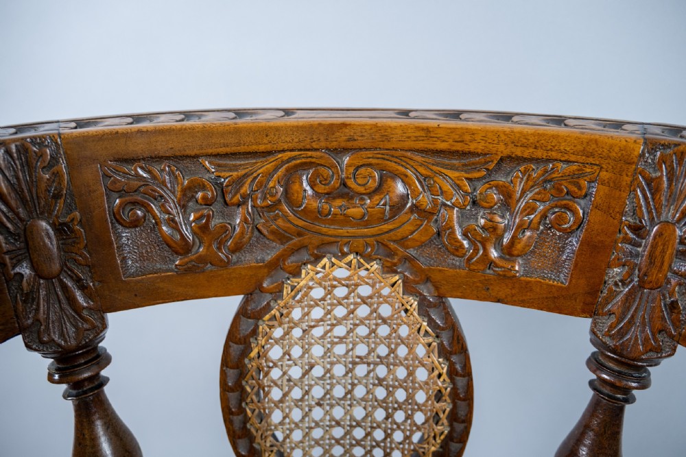 19th Century Dutch Colonial Carved Oak Burgomeister Chair  View VI