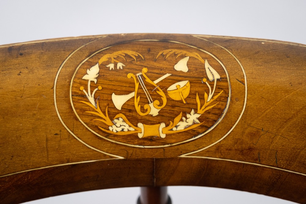 Edwardian Mahogany Inlaid Corner Chair With Musical Instrument Motif View IV