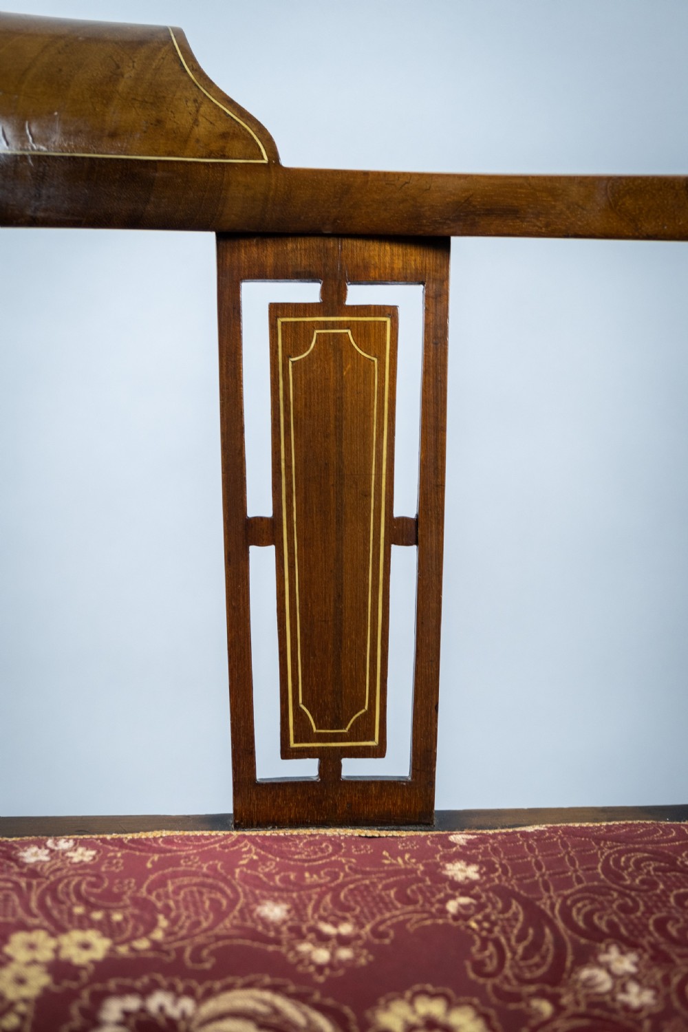 Edwardian Mahogany Inlaid Corner Chair With Musical Instrument Motif View V