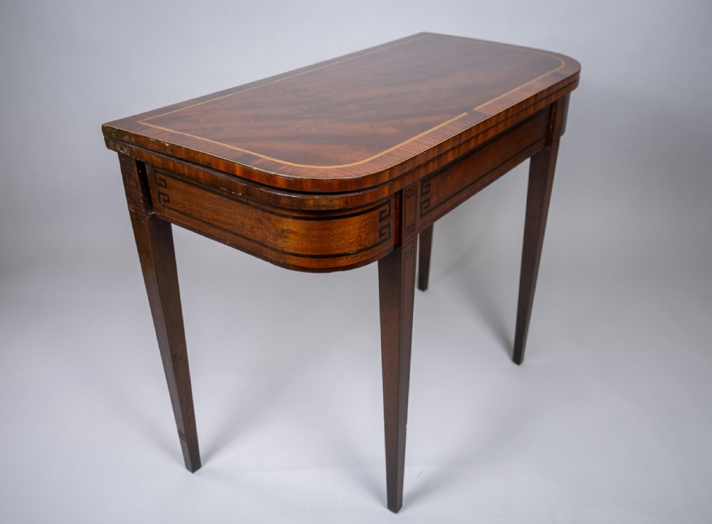 George III Mahogany & Ebony Demi-Lune Folding Card Table, c.1790 View II