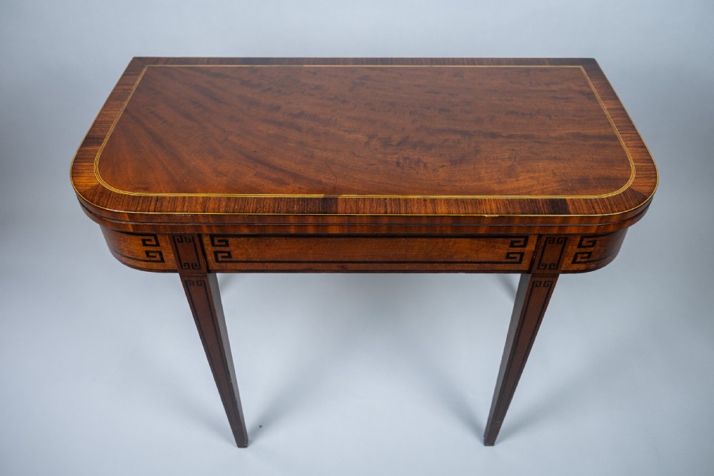 George III Mahogany & Ebony Demi-Lune Folding Card Table, c.1790 View III