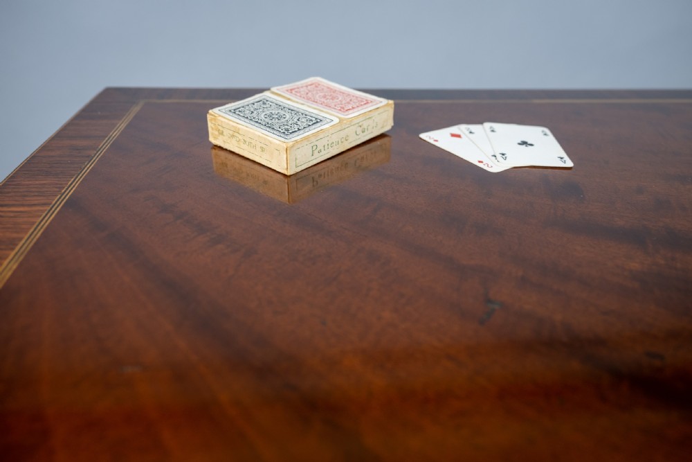 George III Mahogany & Ebony Demi-Lune Folding Card Table, c.1790 View IV