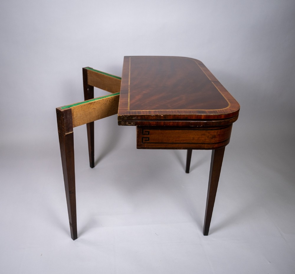 George III Mahogany & Ebony Demi-Lune Folding Card Table, c.1790 View IX