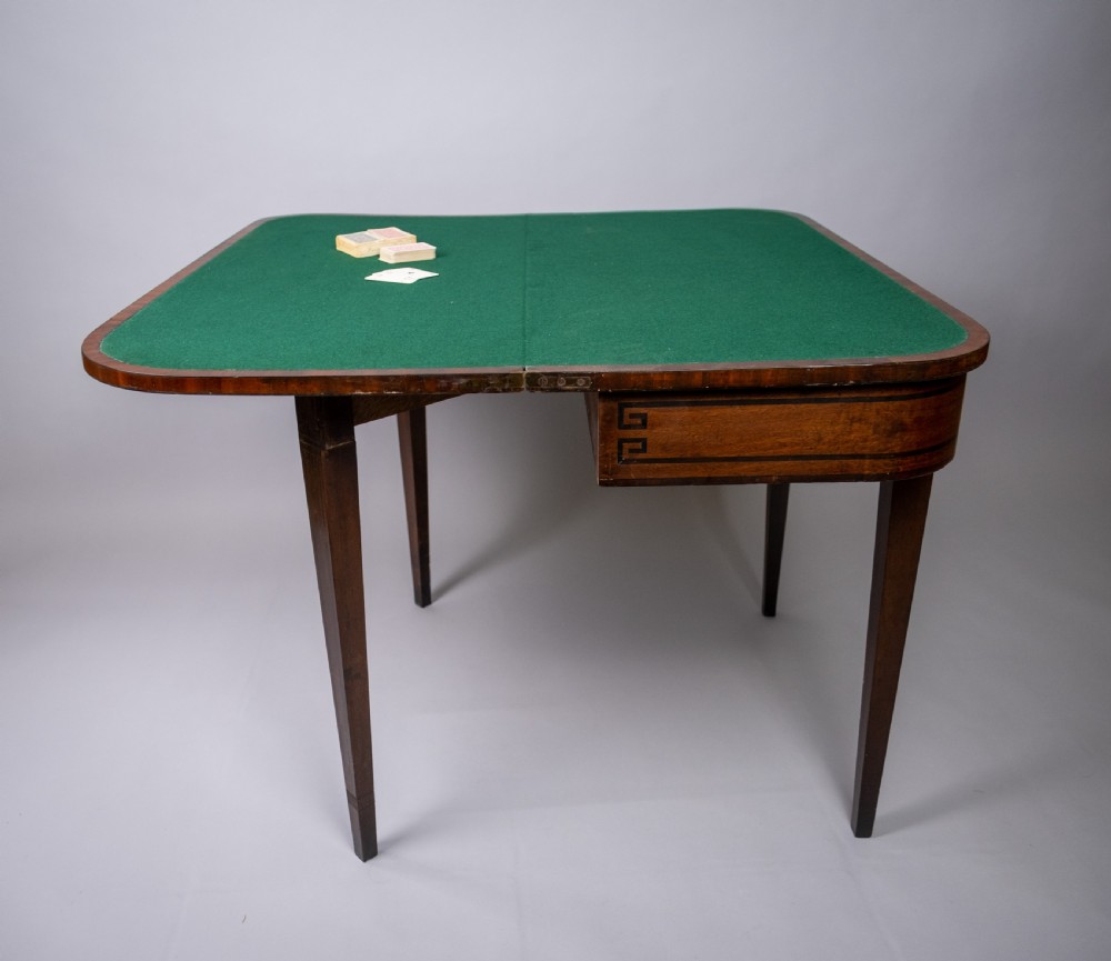 George III Mahogany & Ebony Demi-Lune Folding Card Table, c.1790 View XI