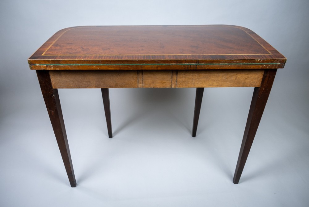 George III Mahogany & Ebony Demi-Lune Folding Card Table, c.1790 View XIII