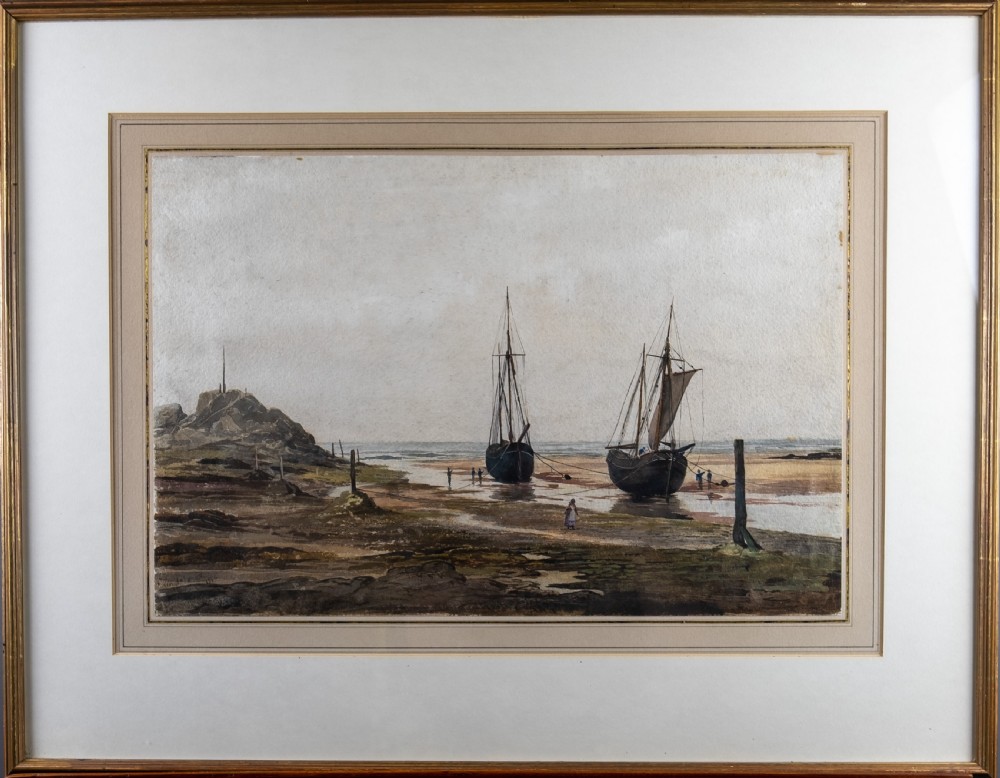 S Conway Lloyd Jones (1846-97) - Large Watercolour Estuary Scene, Dated 1886. View II