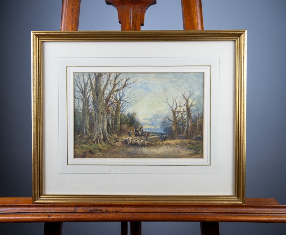 William Manners R.B.A (1860-1930) - Shepherd With Flock On Woodland Path, c.1910 View III