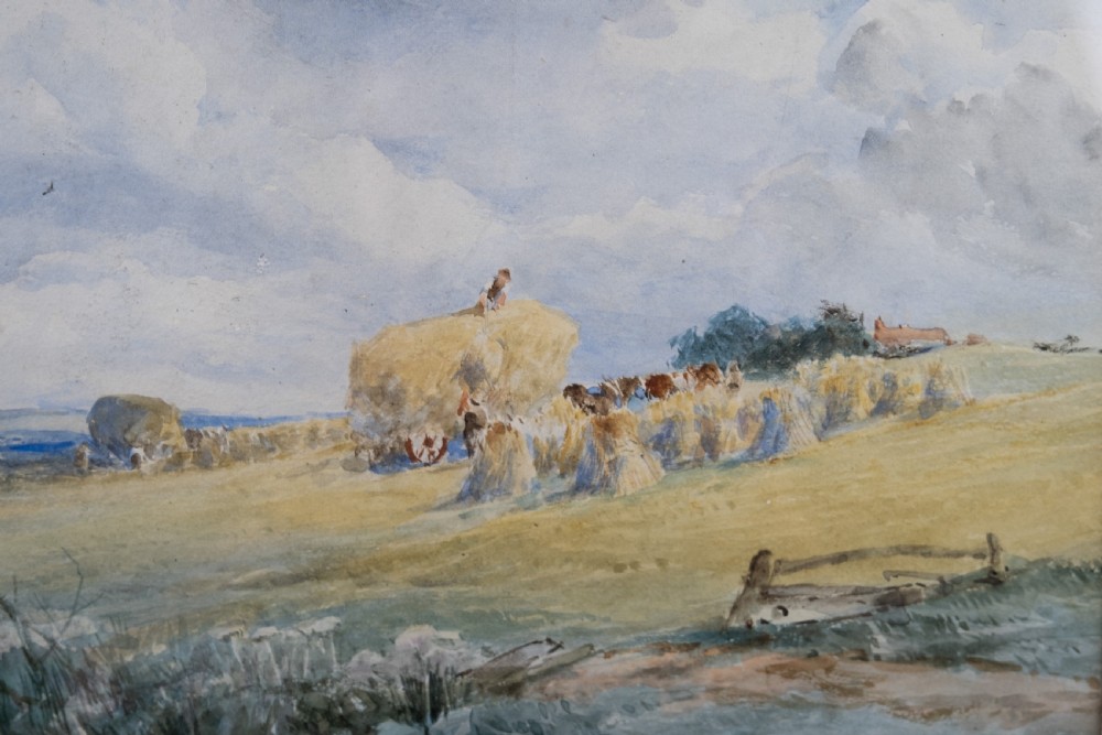 David Bates (1840-1921) - Figures In A Hayfield With Storm Gathering. Watercolour. View IV