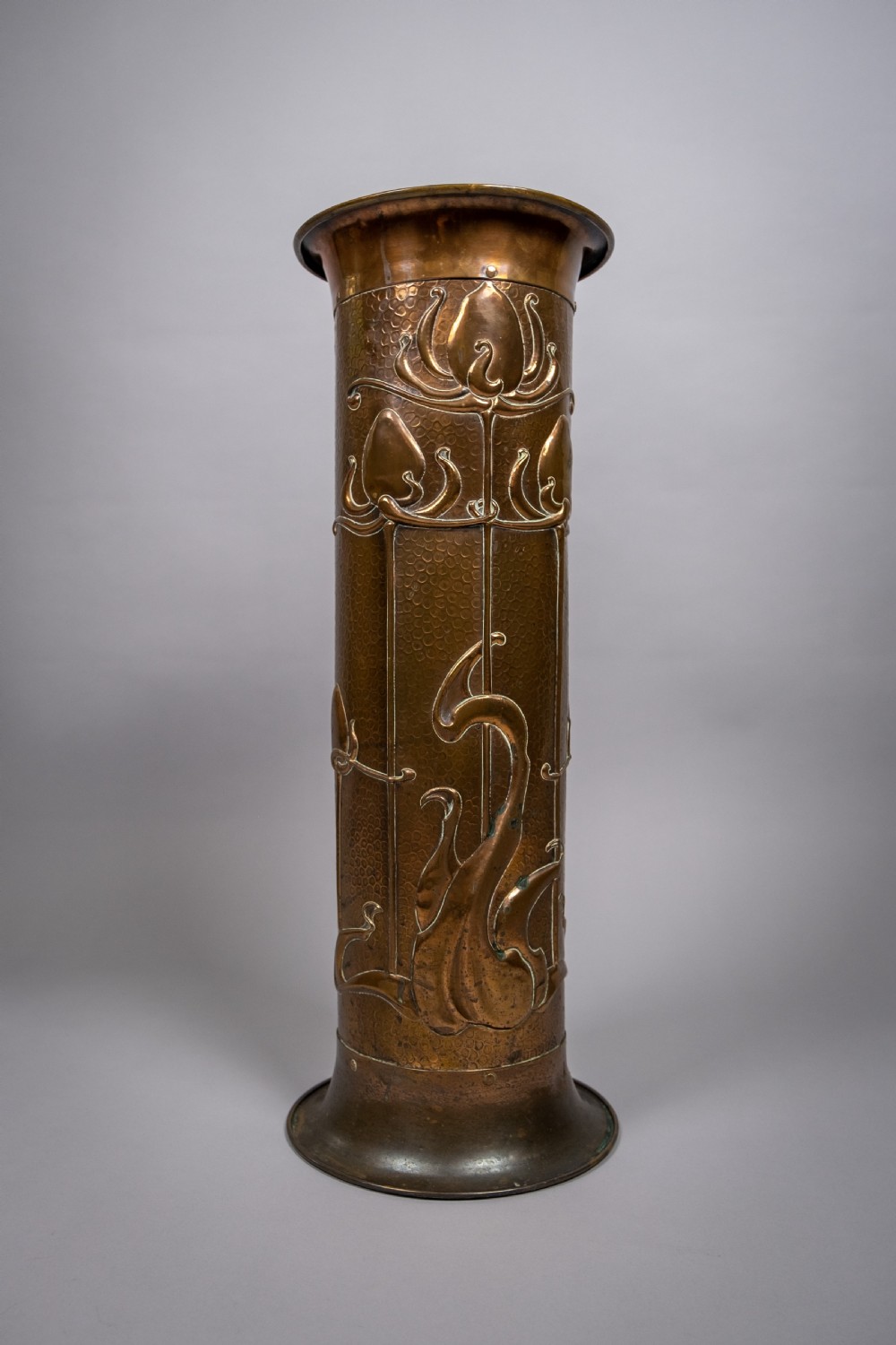 Arts & Crafts Hammered Copper Stick Stand, c.1900