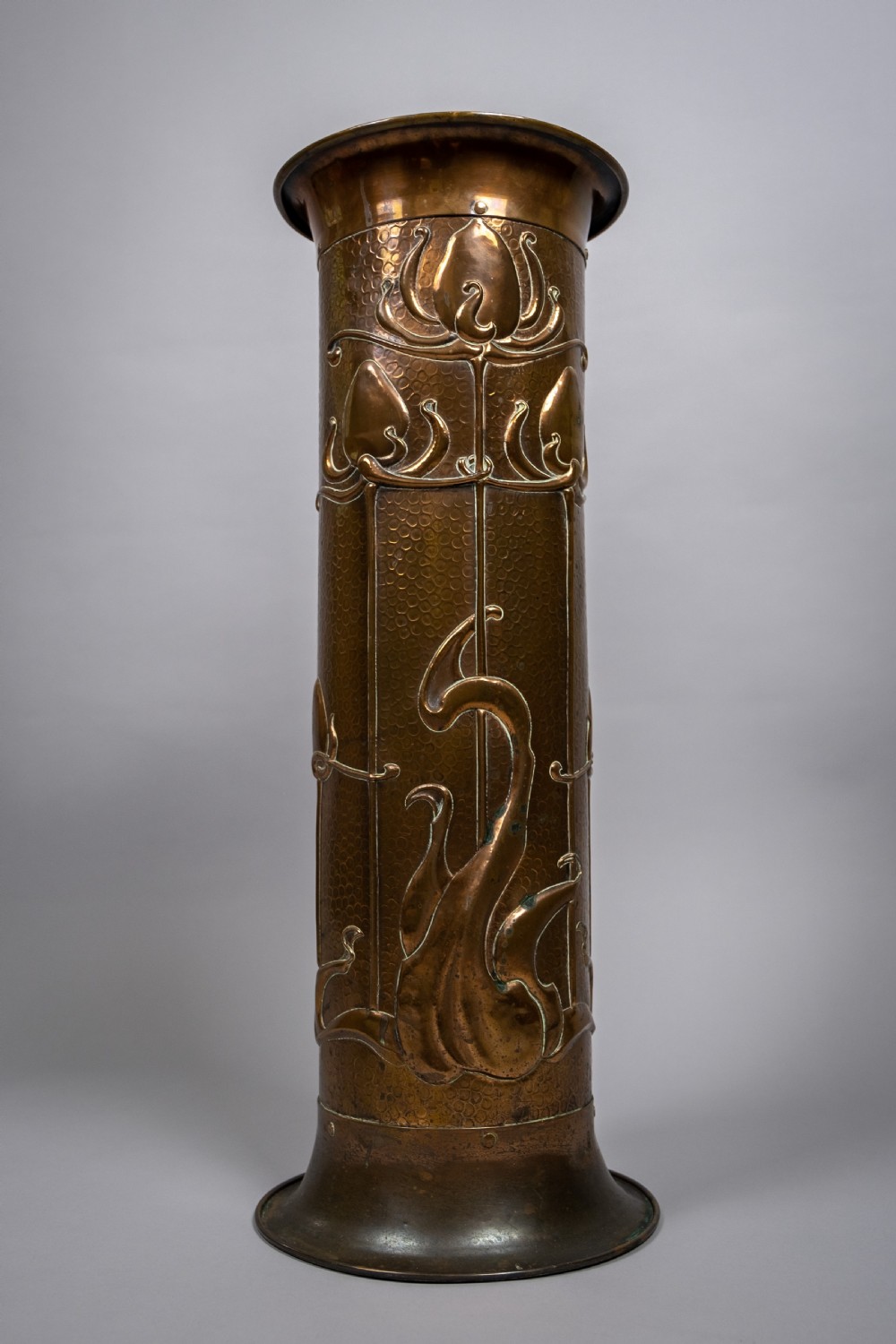 Arts & Crafts Hammered Copper Stick Stand, c.1900 View II