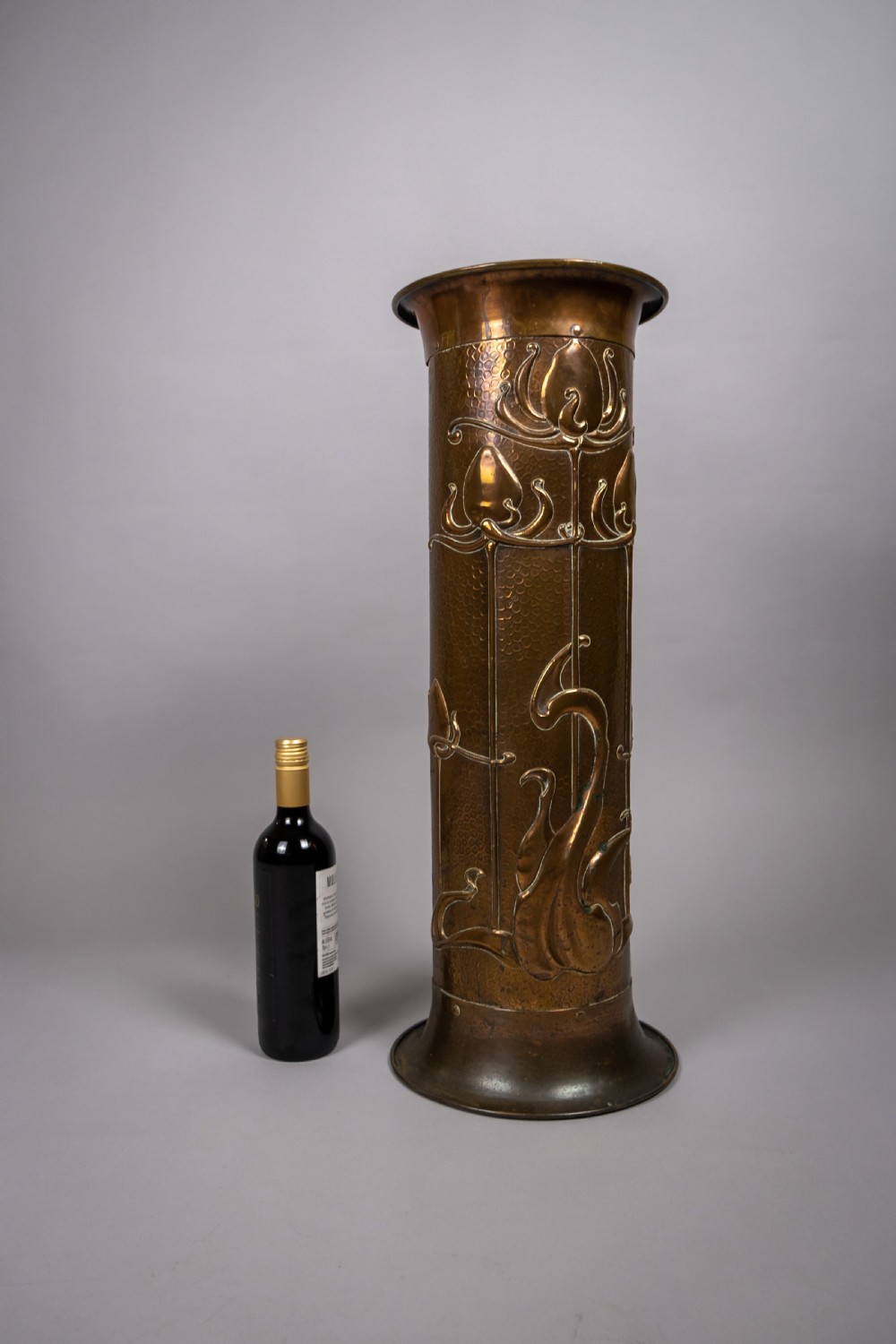 Arts & Crafts Hammered Copper Stick Stand, c.1900 View III