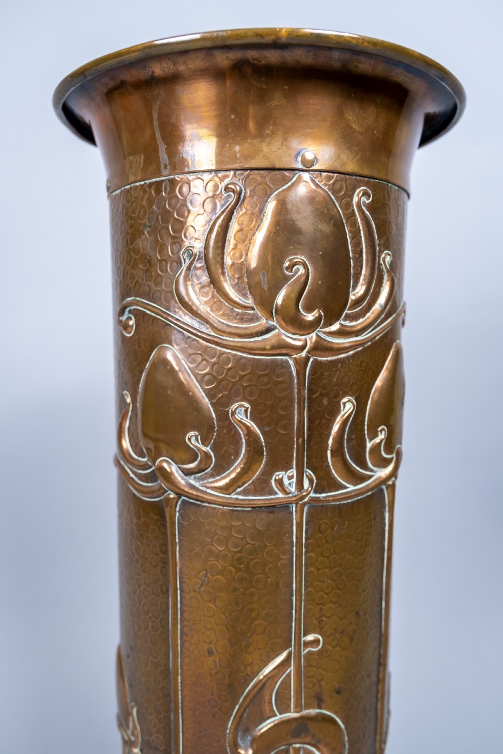 Arts & Crafts Hammered Copper Stick Stand, c.1900 View VI