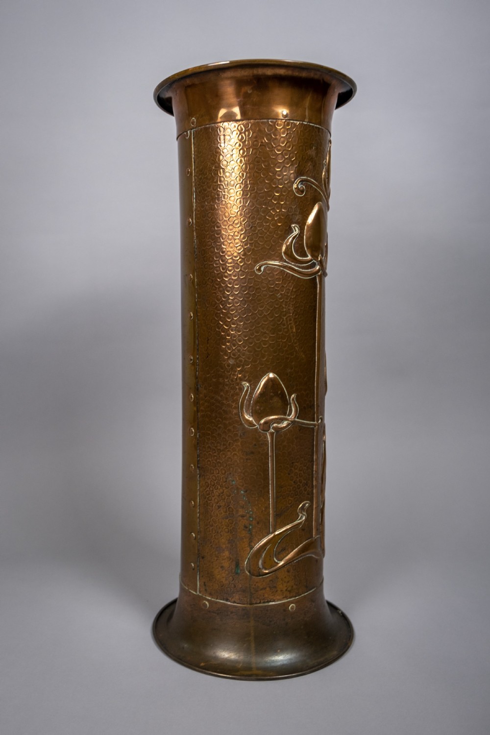 Arts & Crafts Hammered Copper Stick Stand, c.1900 View VIII