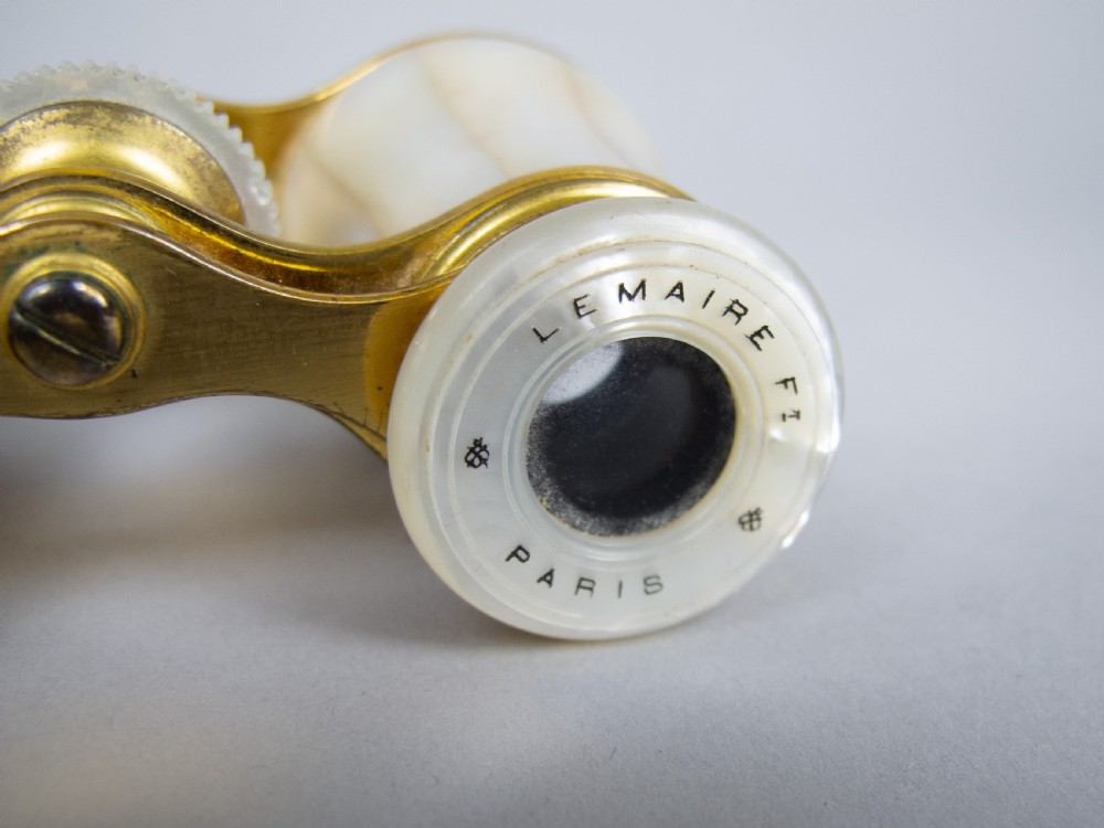 Lemaire F1 Gold Plated & Mother Of Pearl Opera Glasses With Original Case. View IV