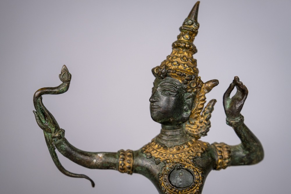 19th Century Gilt Bronze Prince Rama Thai Deity, Dated 1883.  View III