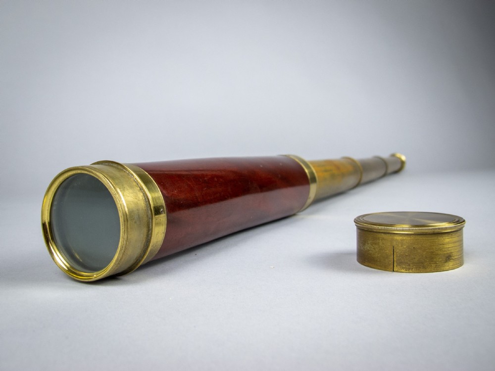 19th Century Three Draw Brass & Mahogany Telescope by W. Harris & Son, London View II