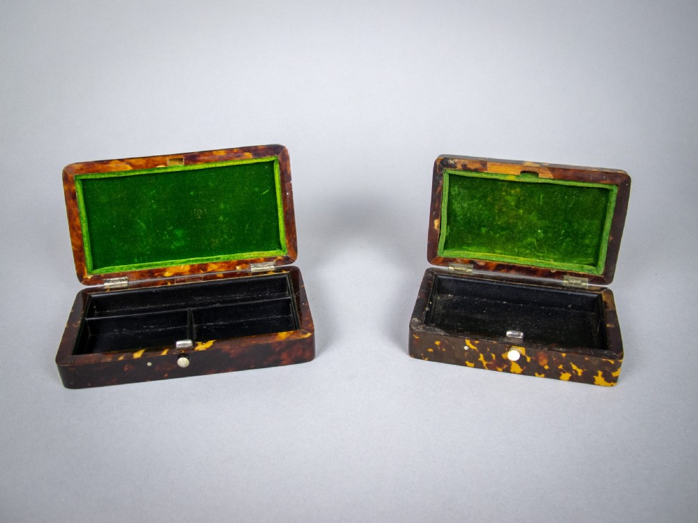 Tortoiseshell & Silver Pin Boxes by Cornelius Desormeaux, 1894 & 95. Retailed by Rowell, Oxford. View II