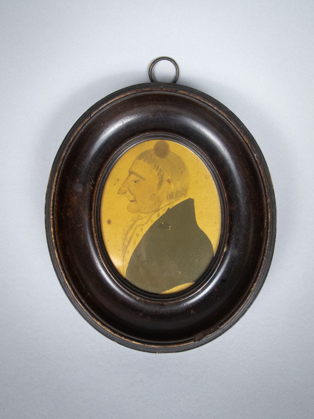 Georgian Naive Pencil & Paint Miniature Portrait Of A Gentleman, c.1790