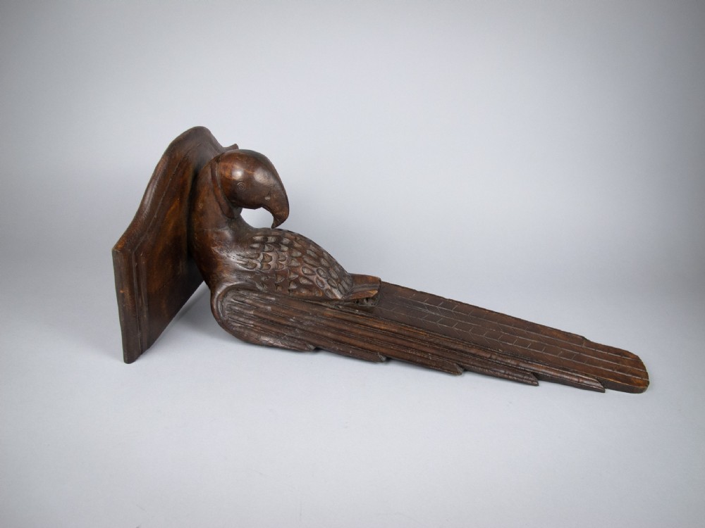 Art Deco Carved Parrot Wall Sconce Shelf, c.1930. View II