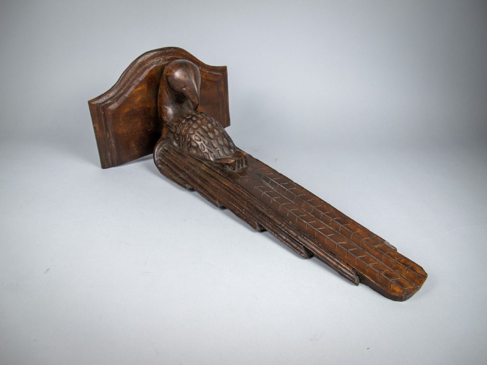 Art Deco Carved Parrot Wall Sconce Shelf, c.1930. View V