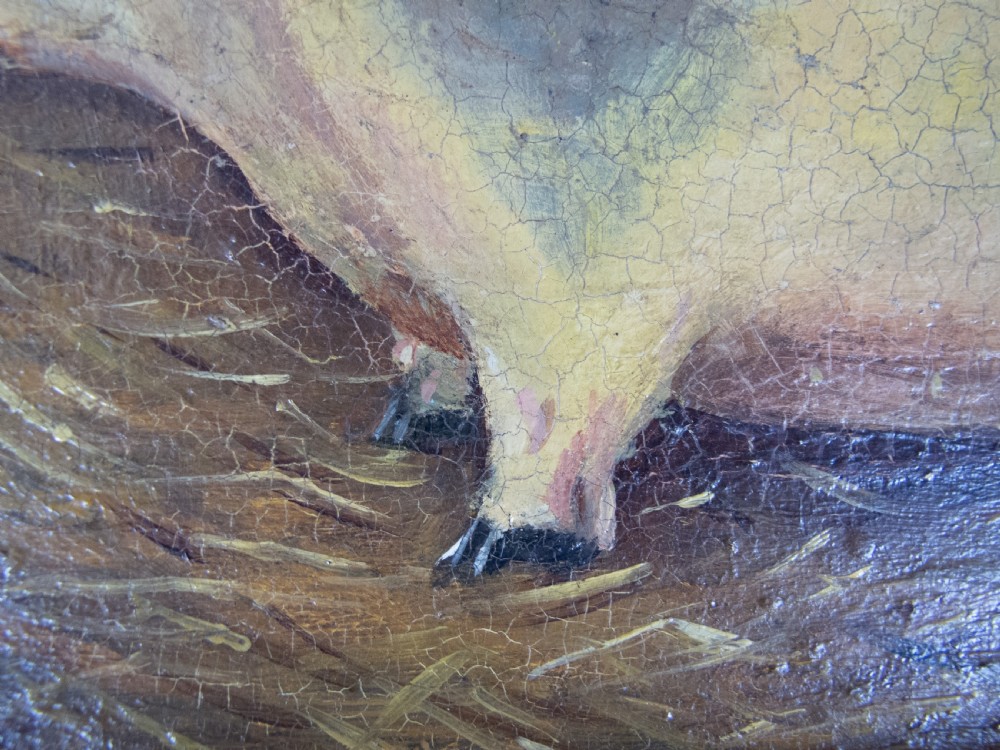 Early 20th Century Prize Pig In Landscape, Oil On Panel - English School. View V