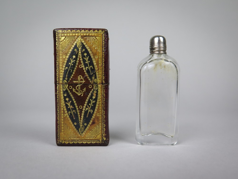 19th Century Scent Bottle In Original Tooled Leather & Gilt Case