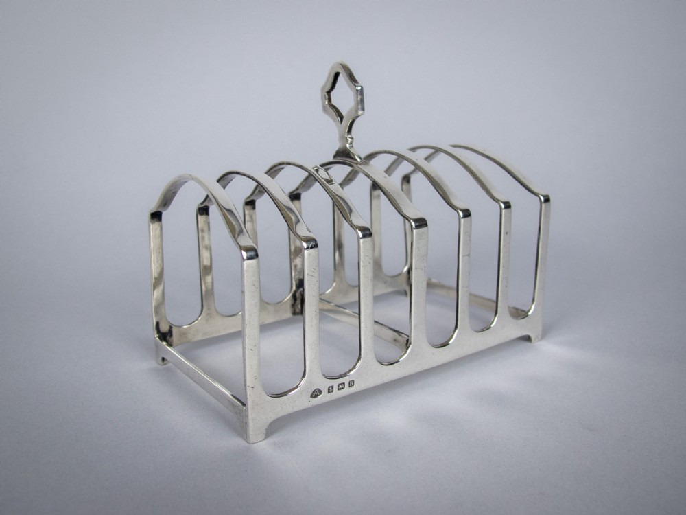 George V Sterling Silver 7 Bar Toast Rack by Adie Brothers, Birmingham, 1926